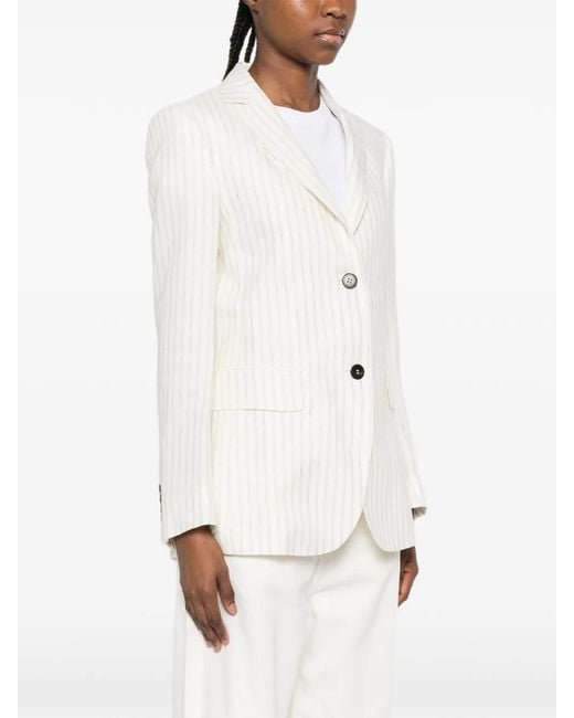 Max Mara White Linen Single-Breasted Jacket