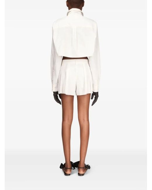 Area White Crystal-embellished Cropped Shirt