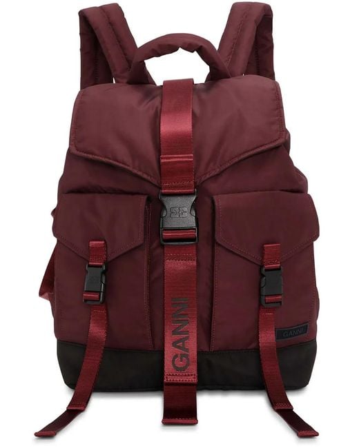 Ganni Red Backpack With Logo