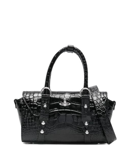 Vivienne Westwood Black Bettina Orb-Plaque Embossed Satchel