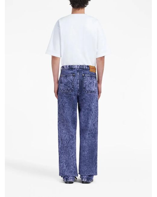 Marni Blue Stonewashed Mid-Rise Straight-Leg Jeans for men