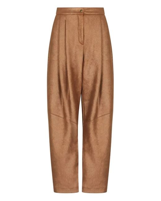 Giorgio Armani Brown Pantalon Fuselé À Taille Ceinturée