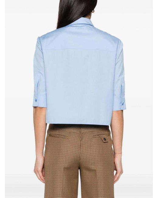Marni Blue Cropped-Hemd aus Baumwolle