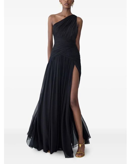 Carolina Herrera Black Gathered One-Shoulder Gown