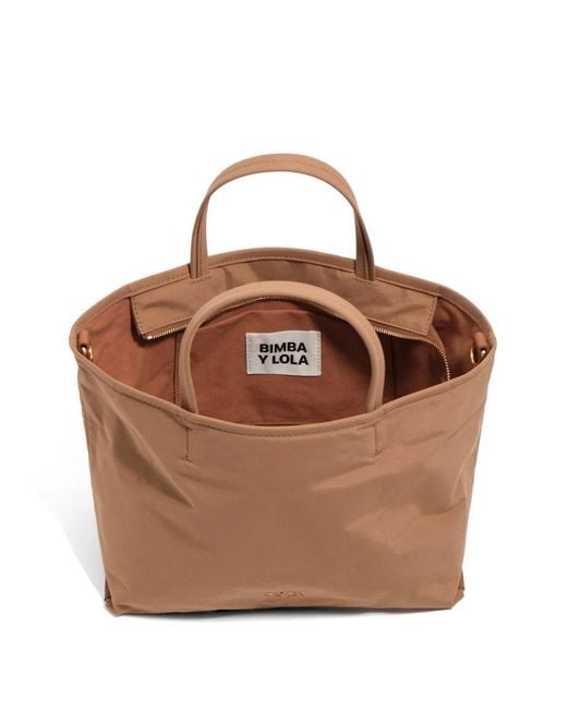 Bimba Y Lola Brown Medium Walnut Gabardine Shopper Bag