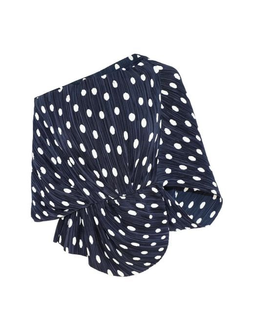 Cult Gaia Blue Dot Gathered Top