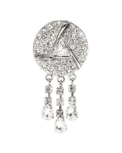 Alessandra Rich Metallic Stone Embellished Drop Earrings
