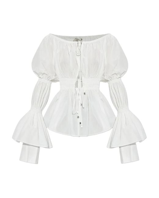 Blumarine パフスリーブ オフショルダートップ White