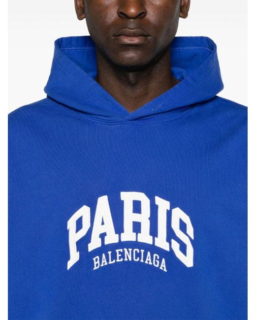 Balenciaga Katoenen Hoodie Met Geborduurd Logo in het Blue voor heren