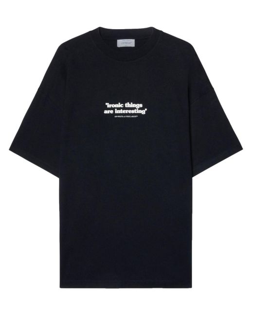 Off-White c/o Virgil Abloh Blue Ironic Quote-print Cotton T-shirt for men