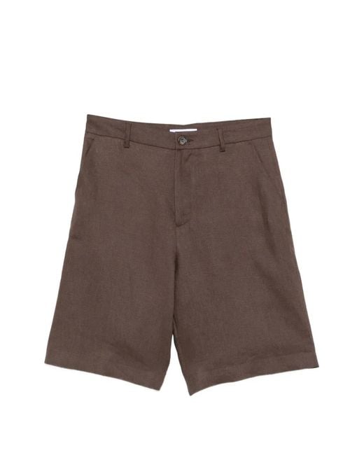 Manuel Ritz Brown Linen Bermuda Shorts