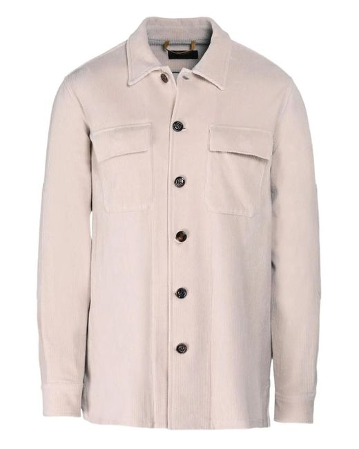 Moorer Natural Nowel-U08 Corduroy Patch-Pocket Overshirt for men