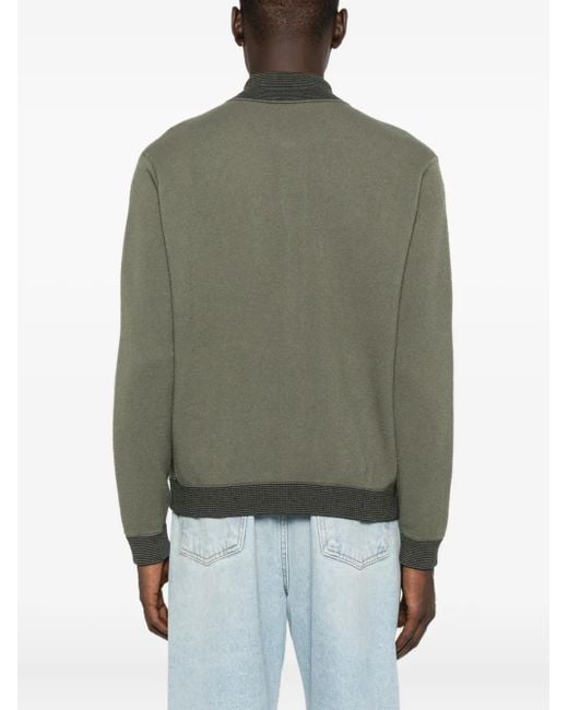 Emporio Armani Green Ribbed-Trimmed Jacket for men