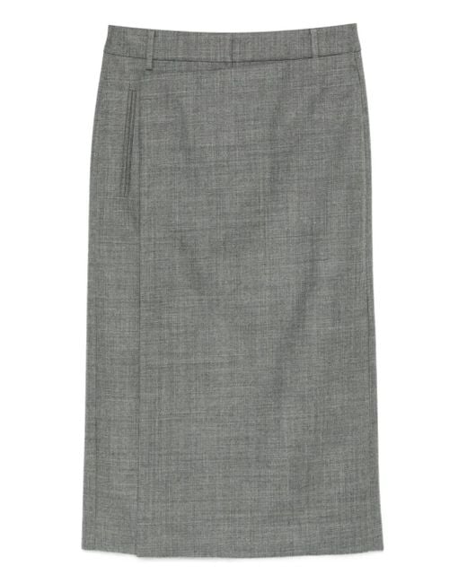 Tibi Gray Jupe Mi-Longue À Fente Au Dos