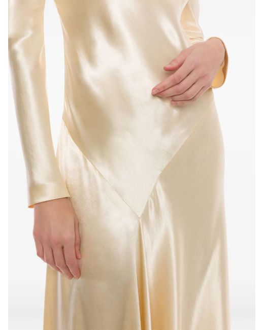 Alberta Ferretti サテンロングドレス Natural