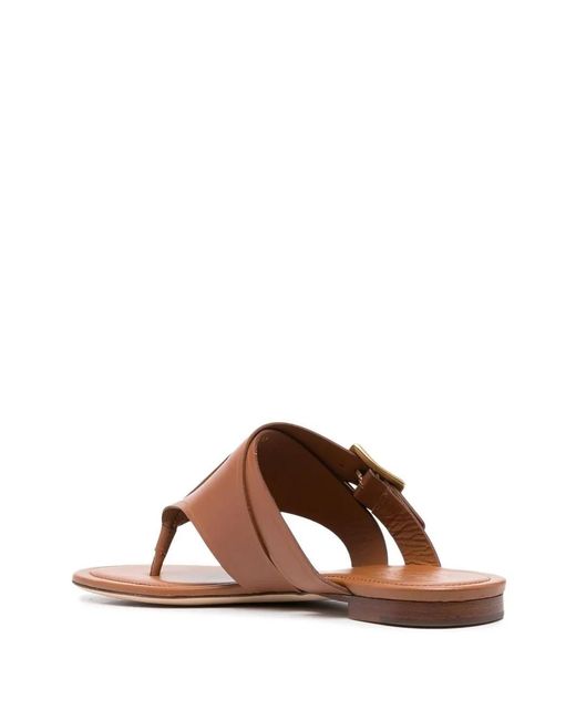 Tod's Brown Side-Buckle Flat Sandals