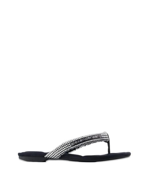 Alexander Wang White Jenna Crystal-Embellished Flip-Flops