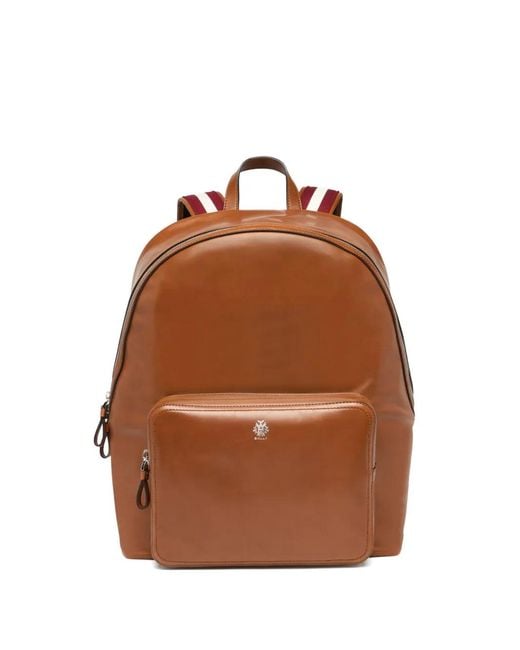 Bally Brown Ray Logo-Plaque Backpack for men