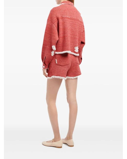 Barrie Red Fringed Denim Jacket