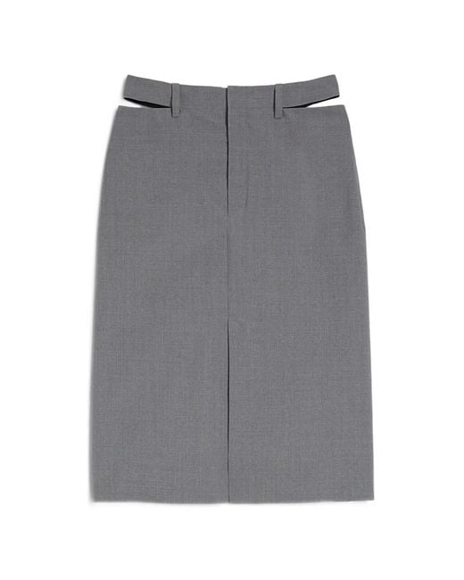 Jil Sander Gray Jupe En Popeline De Laine