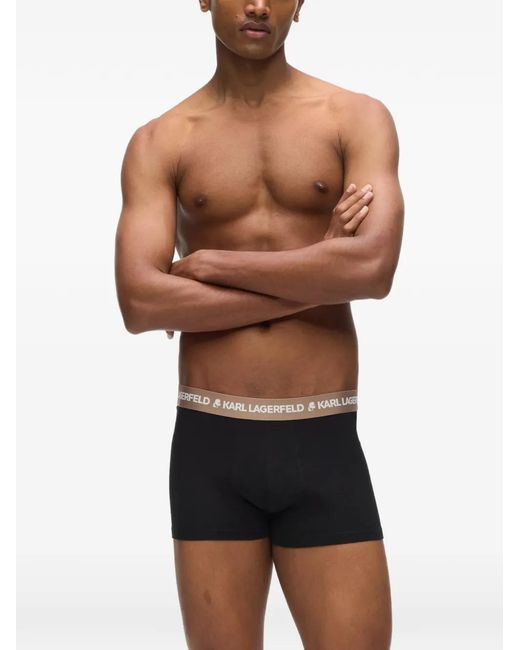 Karl Lagerfeld Black Lot De Cinq Boxers À Taille Contrastante for men