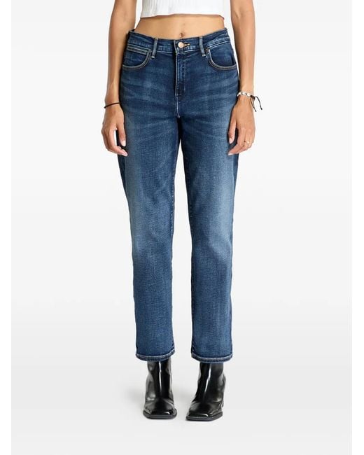Wrangler Blue Whiskered Straight-Leg Jeans