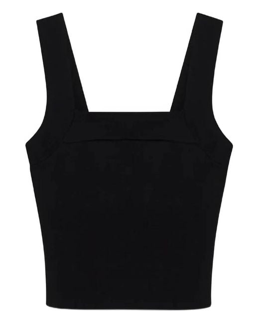 Jonathan Simkhai Black Madine Square-Neck Tank Top