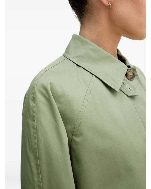 Benetton Green Button-Fastening Raglan-Sleeve Coat