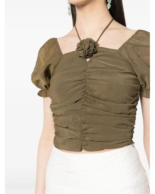 B+ AB Natural Floral-Appliqué Halterneck Top
