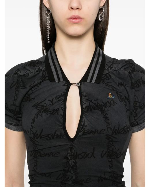 Vivienne Westwood Black Midikleid mit Logo-Print