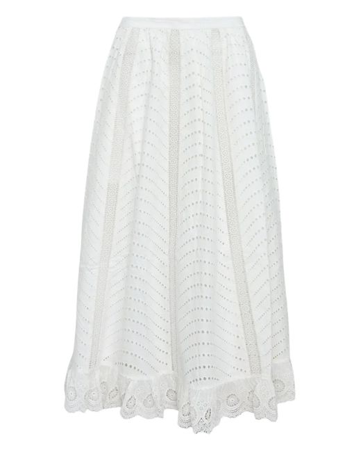Ulla Johnson White Midirock mit Spitzensaum