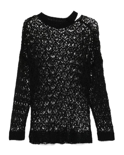 Yohji Yamamoto オープンニット トップ Black