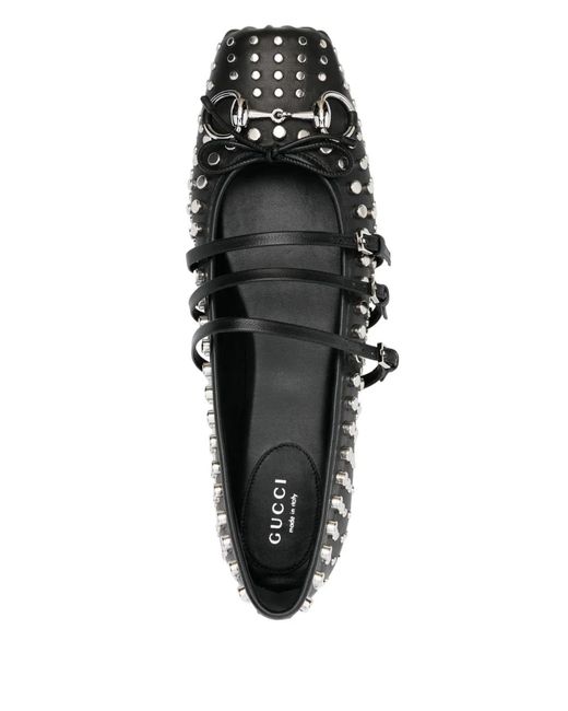 Gucci Black Stud-Embellished Ballet Flats