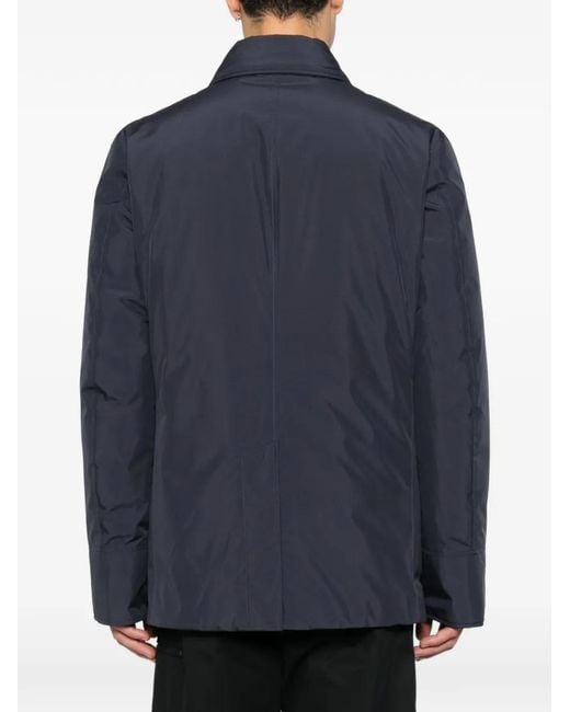 Add Blue Button-Up Logo-Patch Coat for men