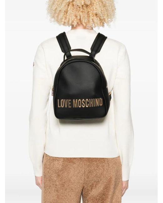 Love Moschino Black Logo-Lettering Backpack