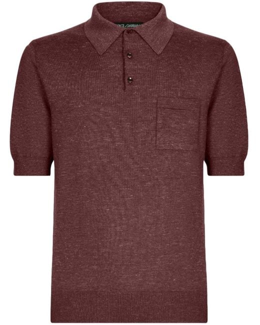 Dolce & Gabbana Red Knitted Polo Shirt for men