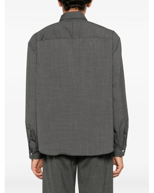 Lardini Gray Chest-Pocket Button-Up Shirt for men