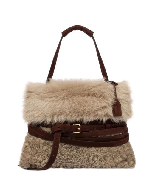 Moschino Brown Tie Me Tote Bag