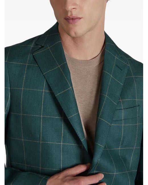 Blazer A Quadri di Incotex in Green da Uomo