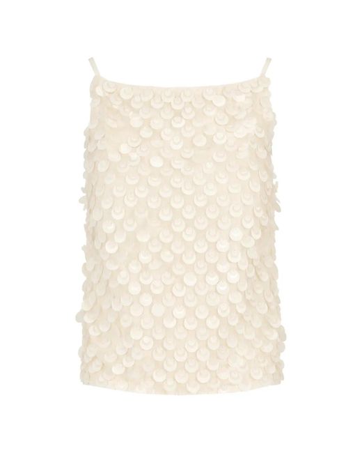 P.A.R.O.S.H. White Sequin-Embellished Top