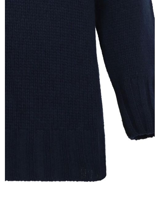 Douuod Blue High-Neck Sweater