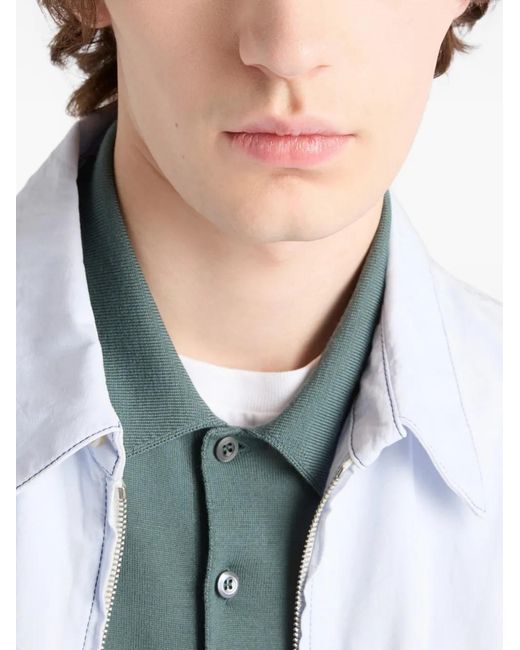 Prada Green Superfine Wool Polo Shirt for men