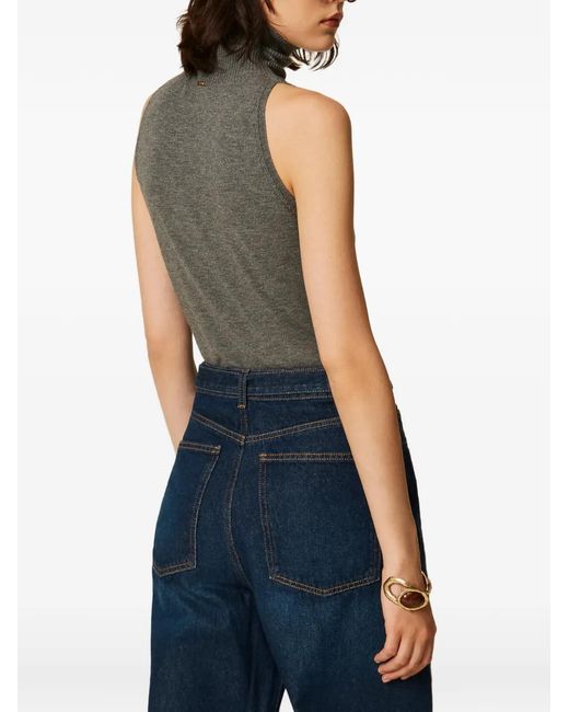 Twinset Gray Turtleneck Knit Top