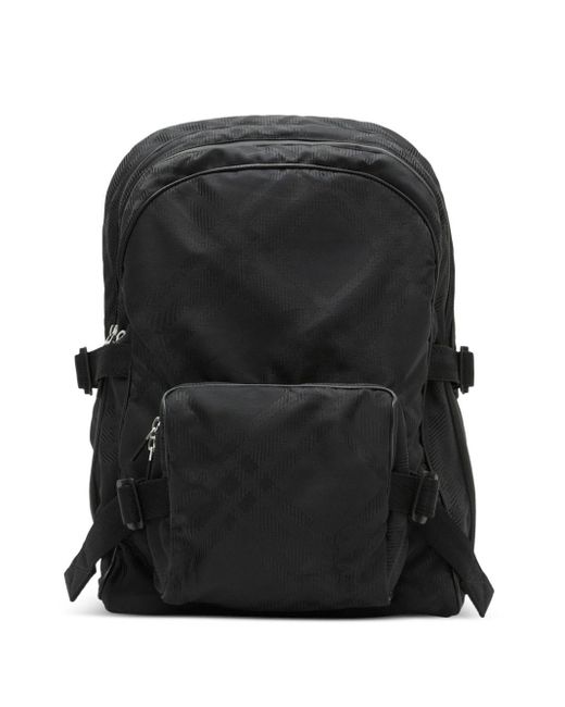 Burberry Black Check-Print Jacquard Backpack for men