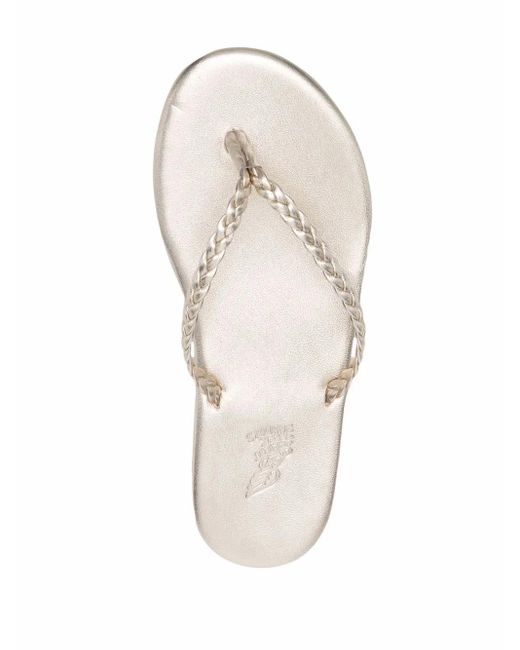 Ancient Greek Sandals White Plage Braided-Strap Flip-Flops