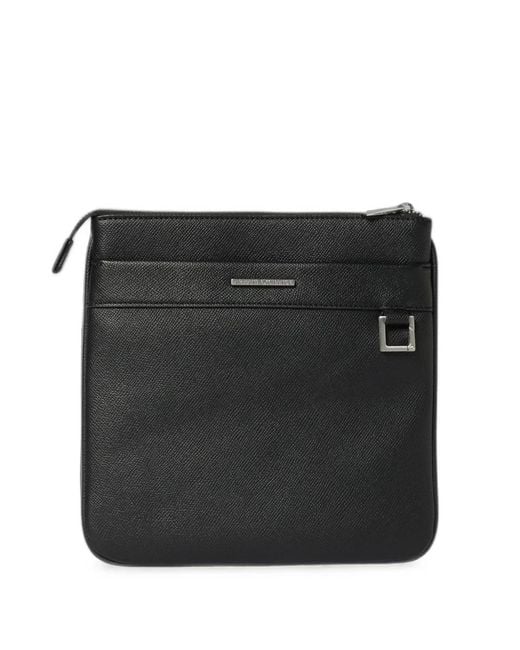 ARMANI EXCHANGE Black Logo-Plaque Shoulder Bag for men
