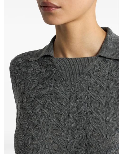 Etro Gray Cable-Knit Sweater