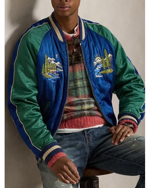 Polo Ralph Lauren Blue Embroidered Quilted Jacket for men