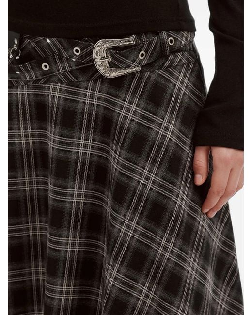Musium Div. Gray Check-Pattern Asymmetric Skirt
