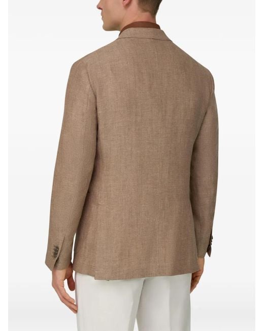 Boggi Brown Herringbone Patch Pocket Blazer for men
